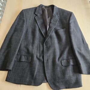 Oscar de la Renta Charcoal Windowpane Lambswool Blazer